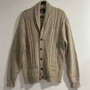 VTG Robert Bruce Men XL Cardigan Button Sweater Wool Blend Grandfather Speckled